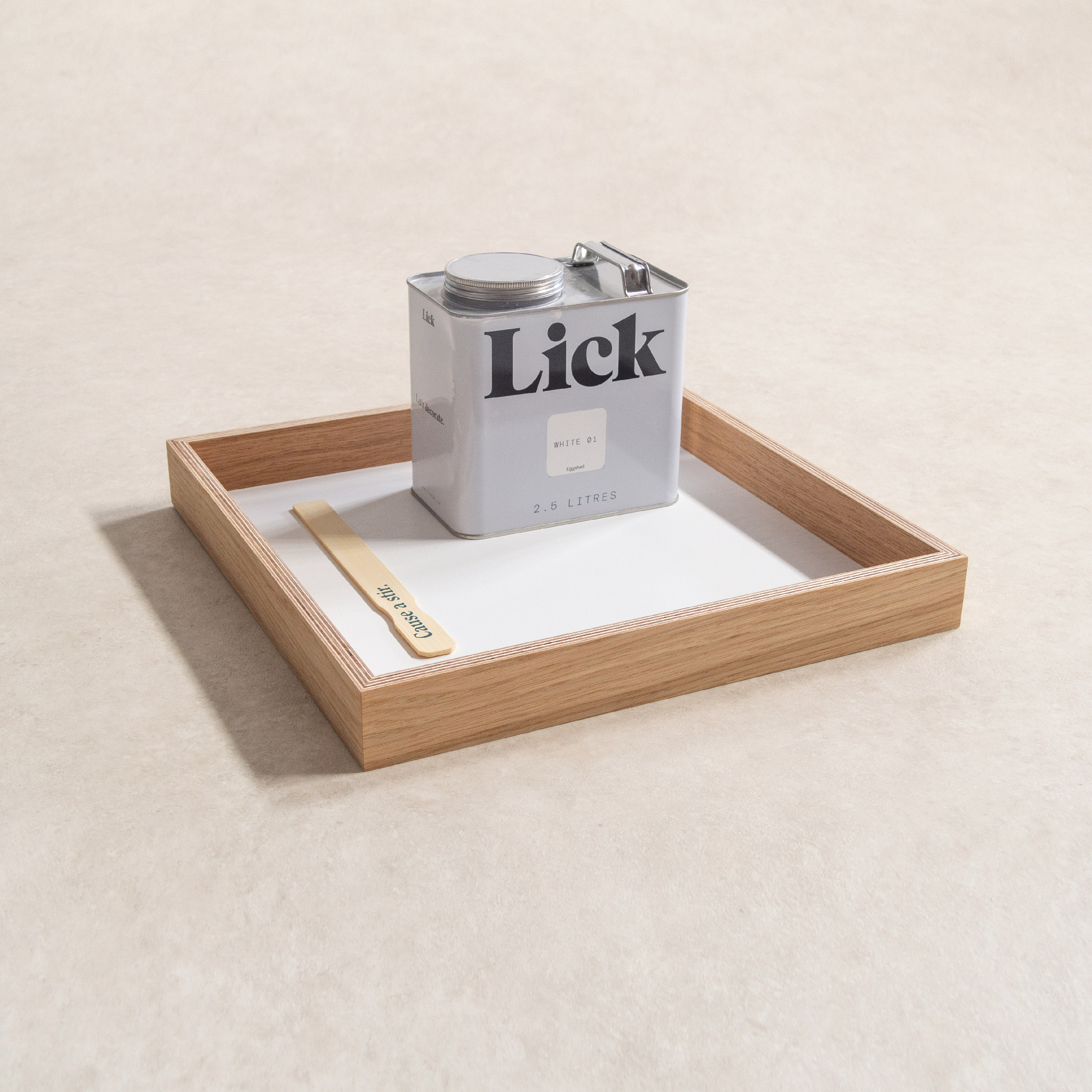 oak ottoman serving tray with lick® paint